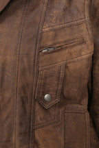 Men's Brown Buff Nappa Leather Classic Blouson Jacket PAUL