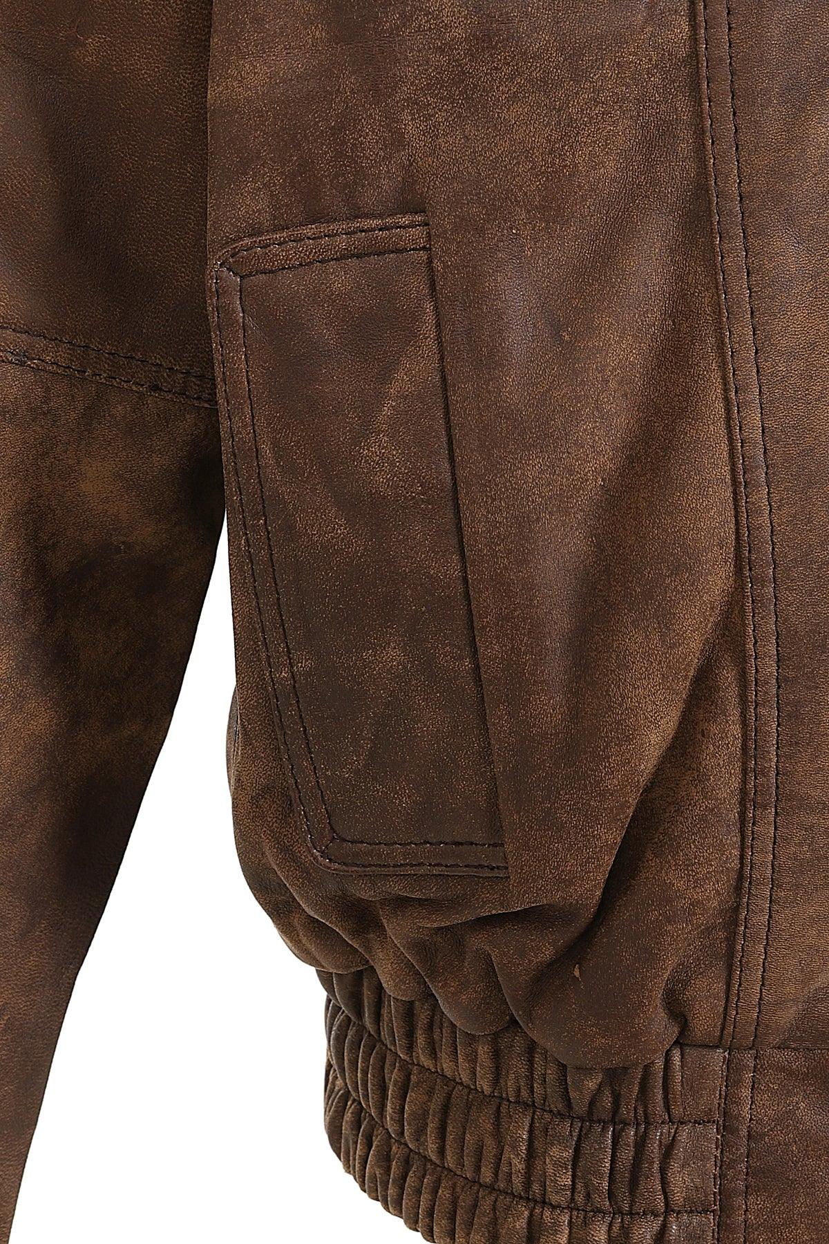 Men's Brown Buff Nappa Leather Classic Blouson Jacket PAUL