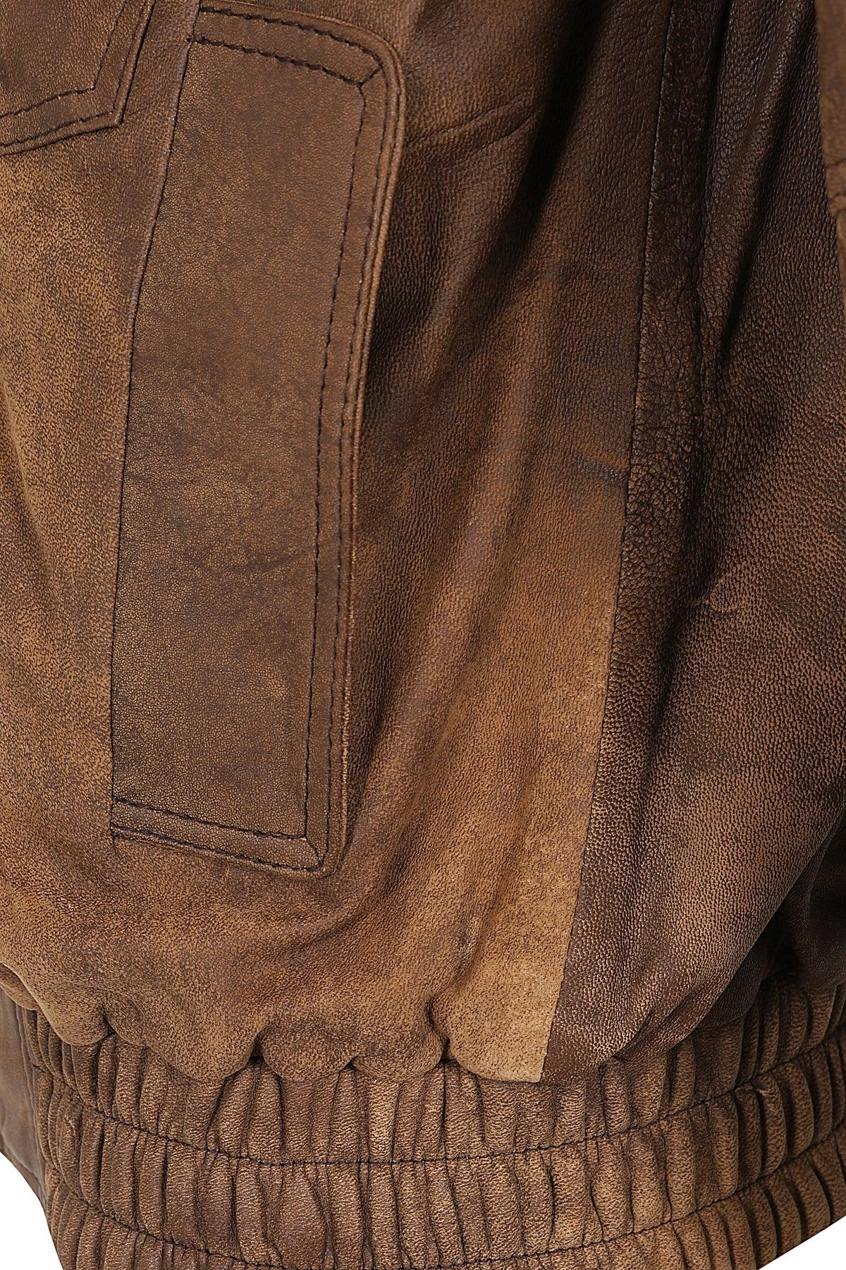 Men's Brown Buff Nappa Leather Classic Blouson Jacket PAUL