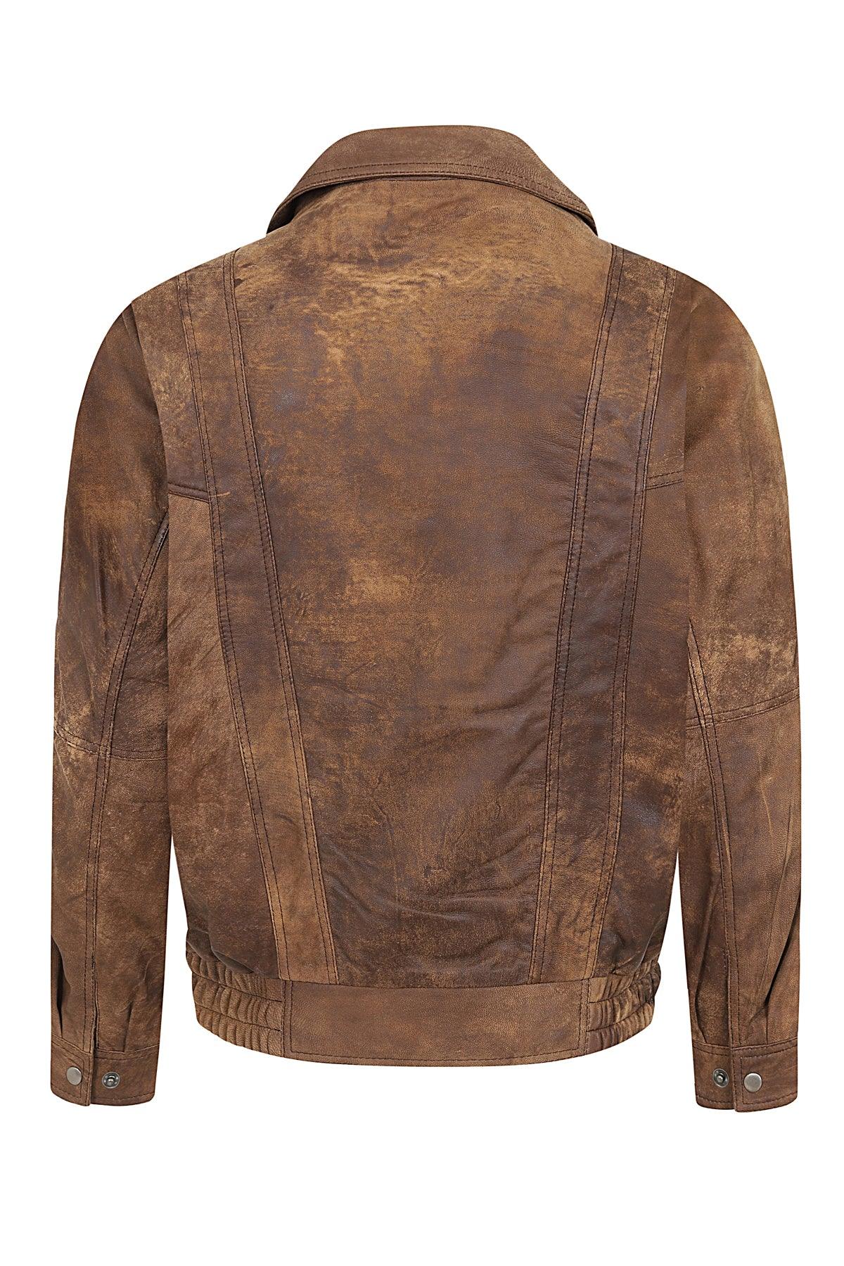 Men's Brown Buff Nappa Leather Classic Blouson Jacket PAUL