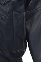 Men's Navy Blue Nappa Leather Blouson Jacket - Classic PAUL