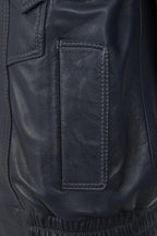 Men's Navy Blue Nappa Leather Blouson Jacket - Classic PAUL