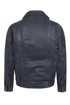 Men's Navy Blue Nappa Leather Blouson Jacket - Classic PAUL