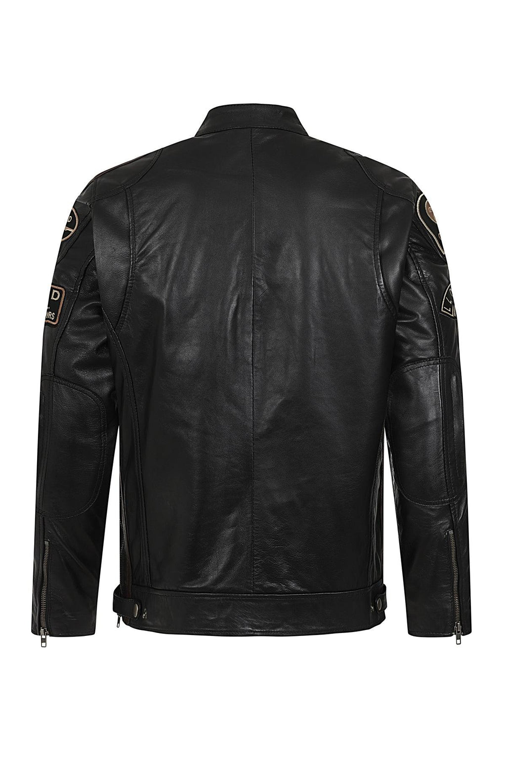Men's Genuine Nappa Leather Biker Jacket Racing Stripes BLAKE