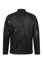 Men's Genuine Nappa Leather Biker Jacket Racing Stripes BLAKE