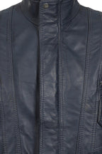 Men's Navy Blue Nappa Leather Blouson Jacket - Classic PAUL