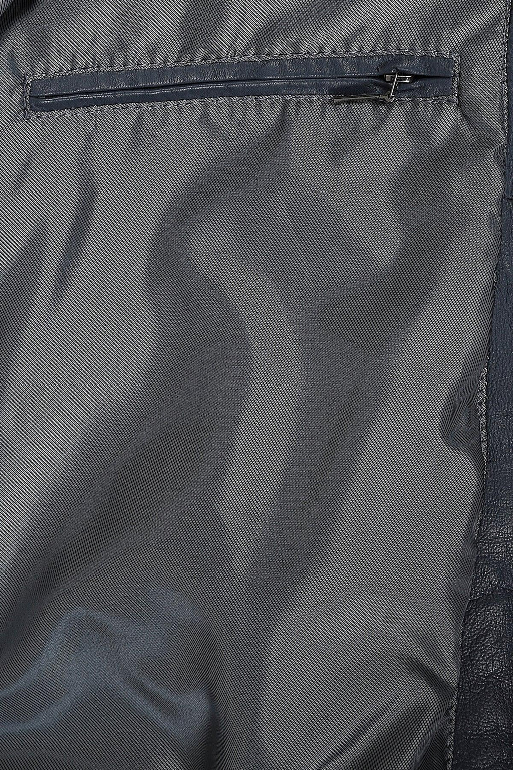 Men's Navy Blue Nappa Leather Blouson Jacket - Classic PAUL