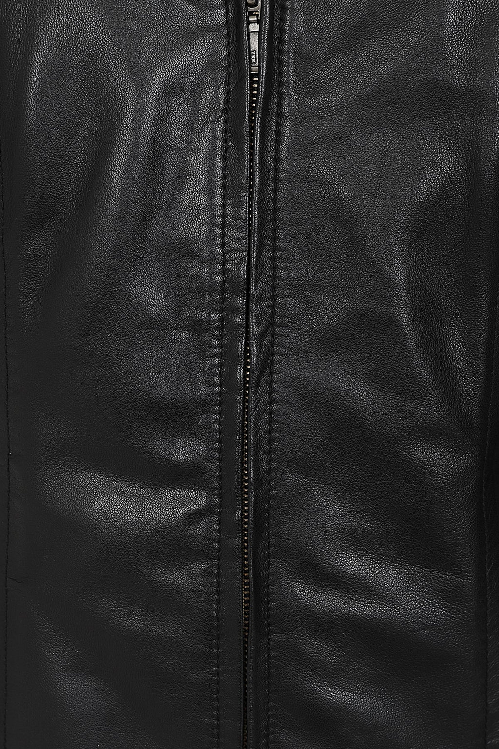 LAURA Women's Genuine Nappa Leather Jacket - Black V-Neck Zip Up