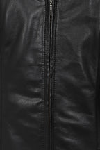 LAURA Women's Genuine Nappa Leather Jacket - Black V-Neck Zip Up