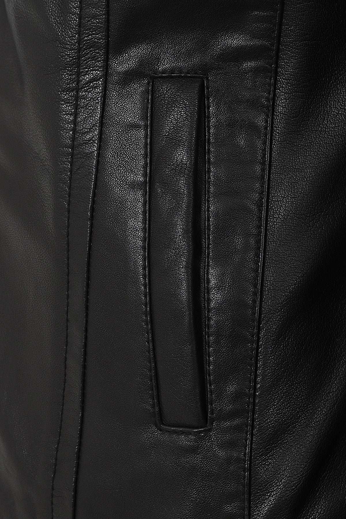 LAURA Women's Genuine Nappa Leather Jacket - Black V-Neck Zip Up