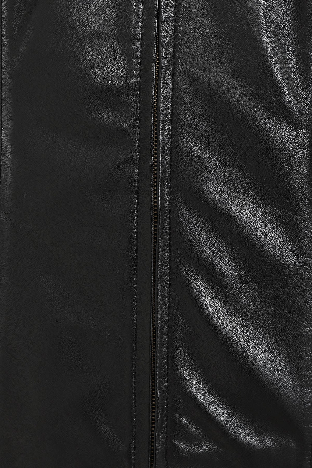 LAURA Women's Genuine Nappa Leather Jacket - Black V-Neck Zip Up