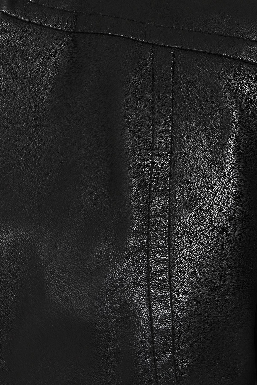 LAURA Women's Genuine Nappa Leather Jacket - Black V-Neck Zip Up