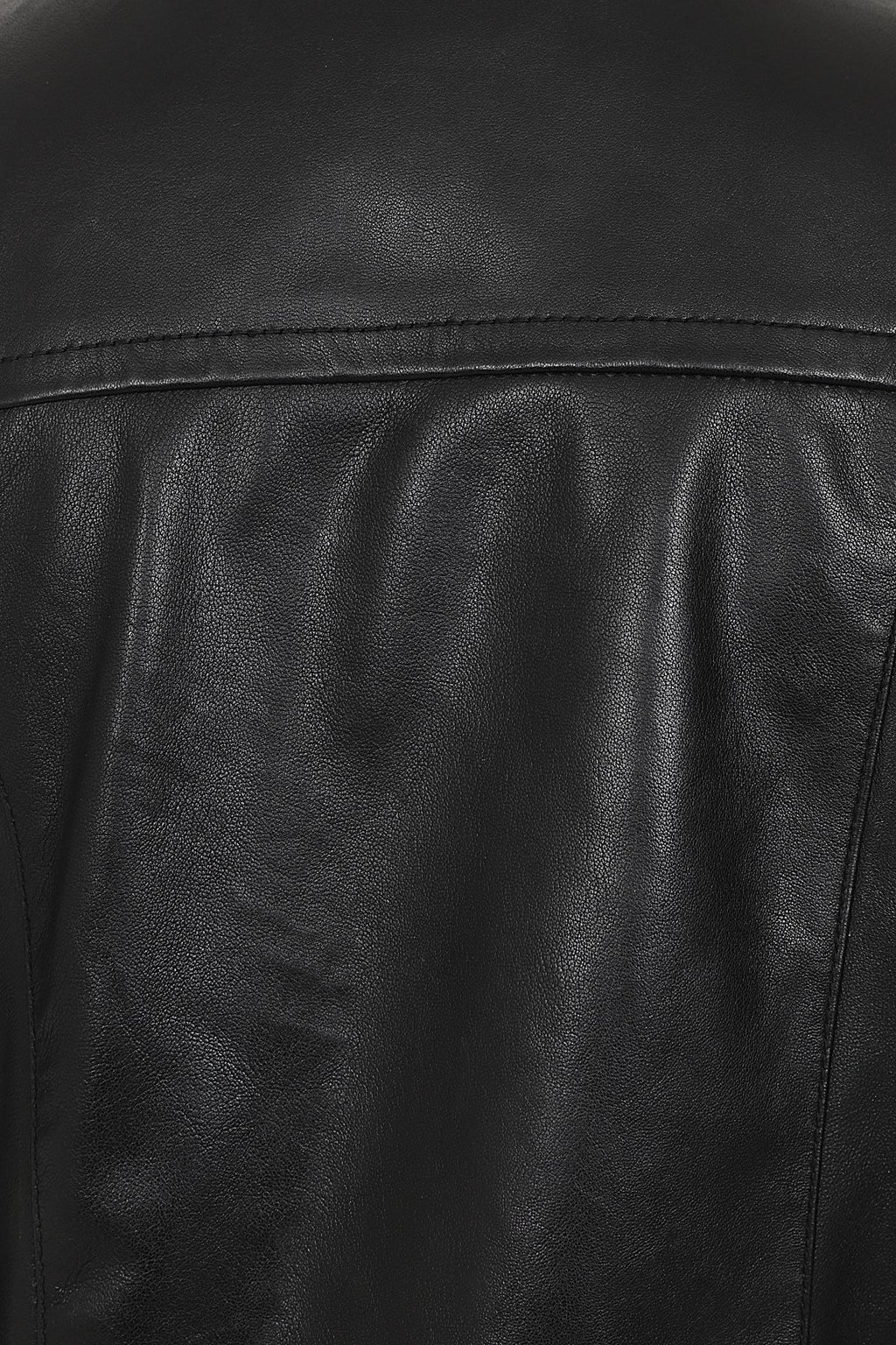 LAURA Women's Genuine Nappa Leather Jacket - Black V-Neck Zip Up