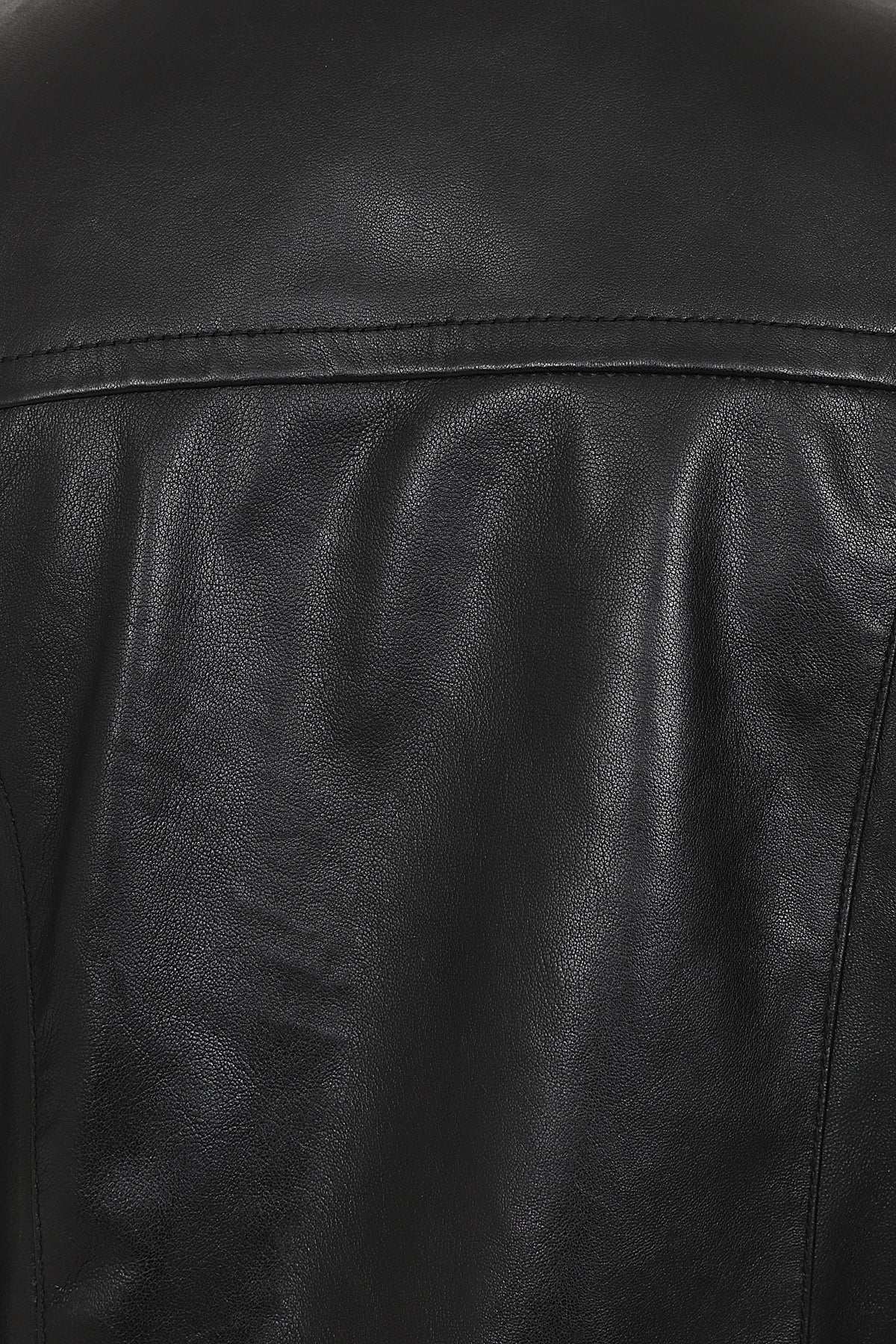 LAURA Women's Genuine Nappa Leather Jacket - Black V-Neck Zip Up