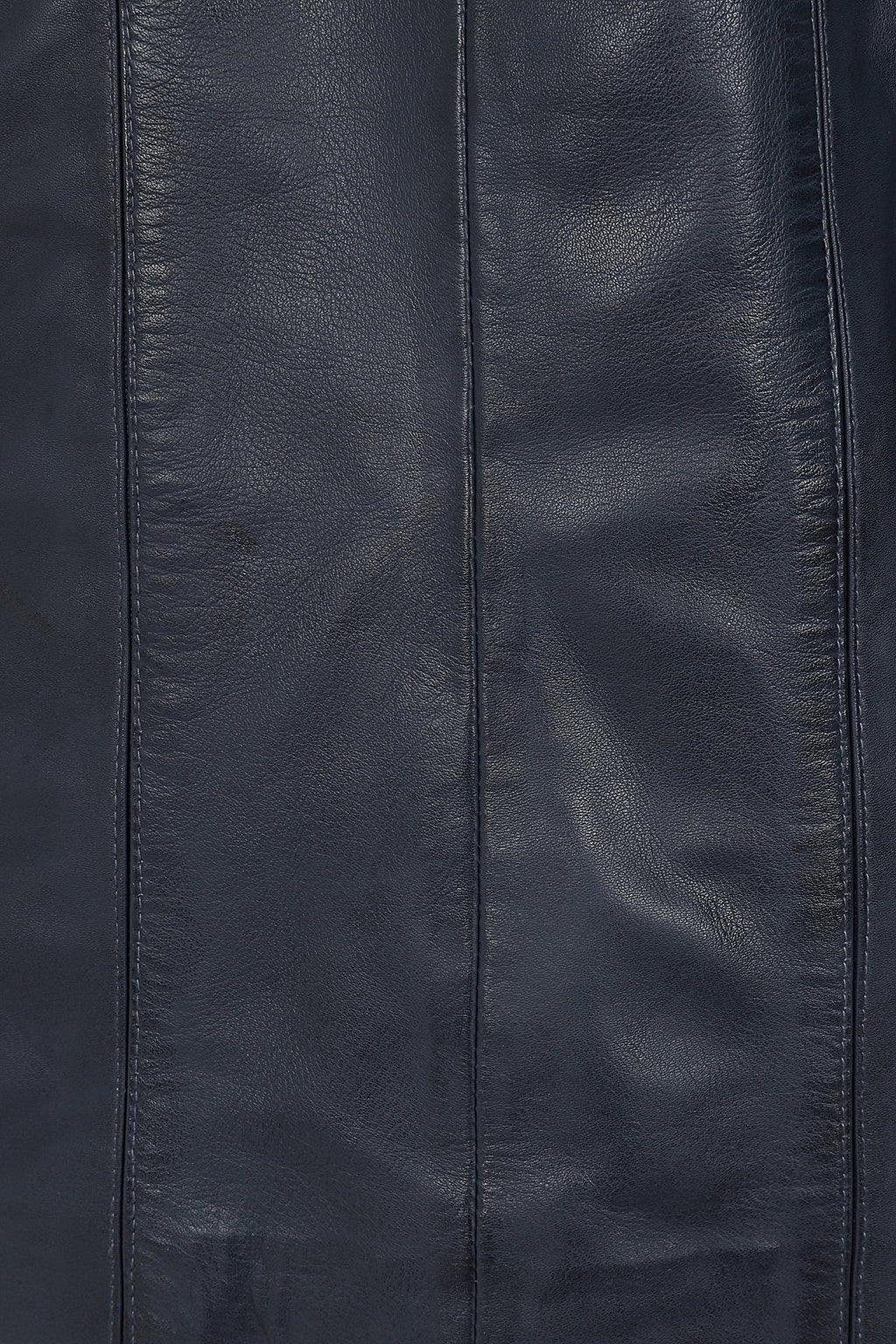 Women's Quality Navy 'Sky' Blue Leather Hip Length Coat with Fur Trimmed Detachable Hood - 'CARLA'
