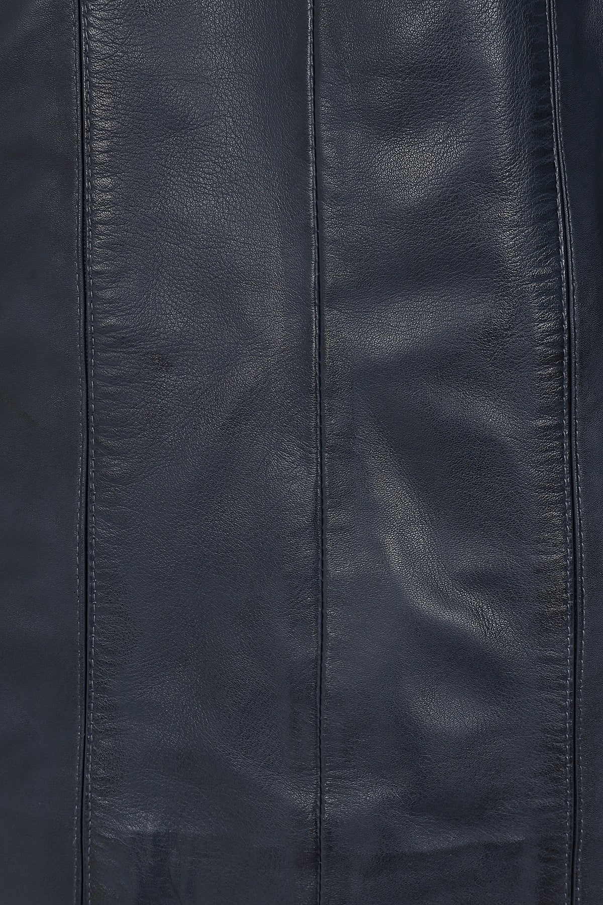 Women's Quality Navy 'Sky' Blue Leather Hip Length Coat with Fur Trimmed Detachable Hood - 'CARLA'