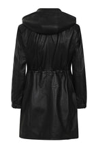 Women's ¾ Length Black Leather Duffle Coat - 'BECKY'