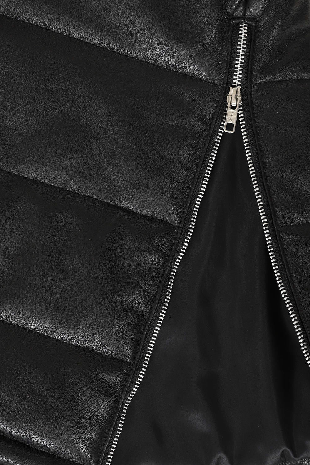 Women's Long Leather Quilted Gilet with Detachable Hood - VALERIE