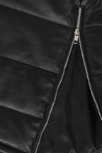 Women's Long Leather Quilted Gilet with Detachable Hood - VALERIE