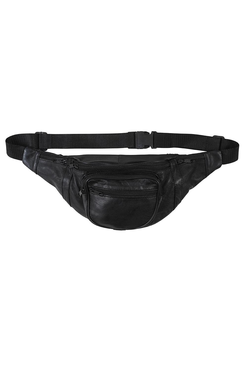 Genuine Nappa Leather Black Bum Bag - Unisex Fanny Pack