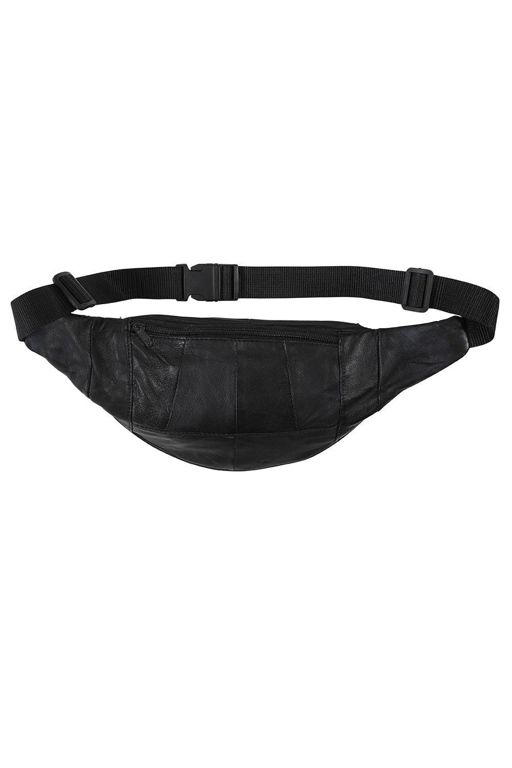 Genuine Nappa Leather Black Bum Bag - Unisex Fanny Pack