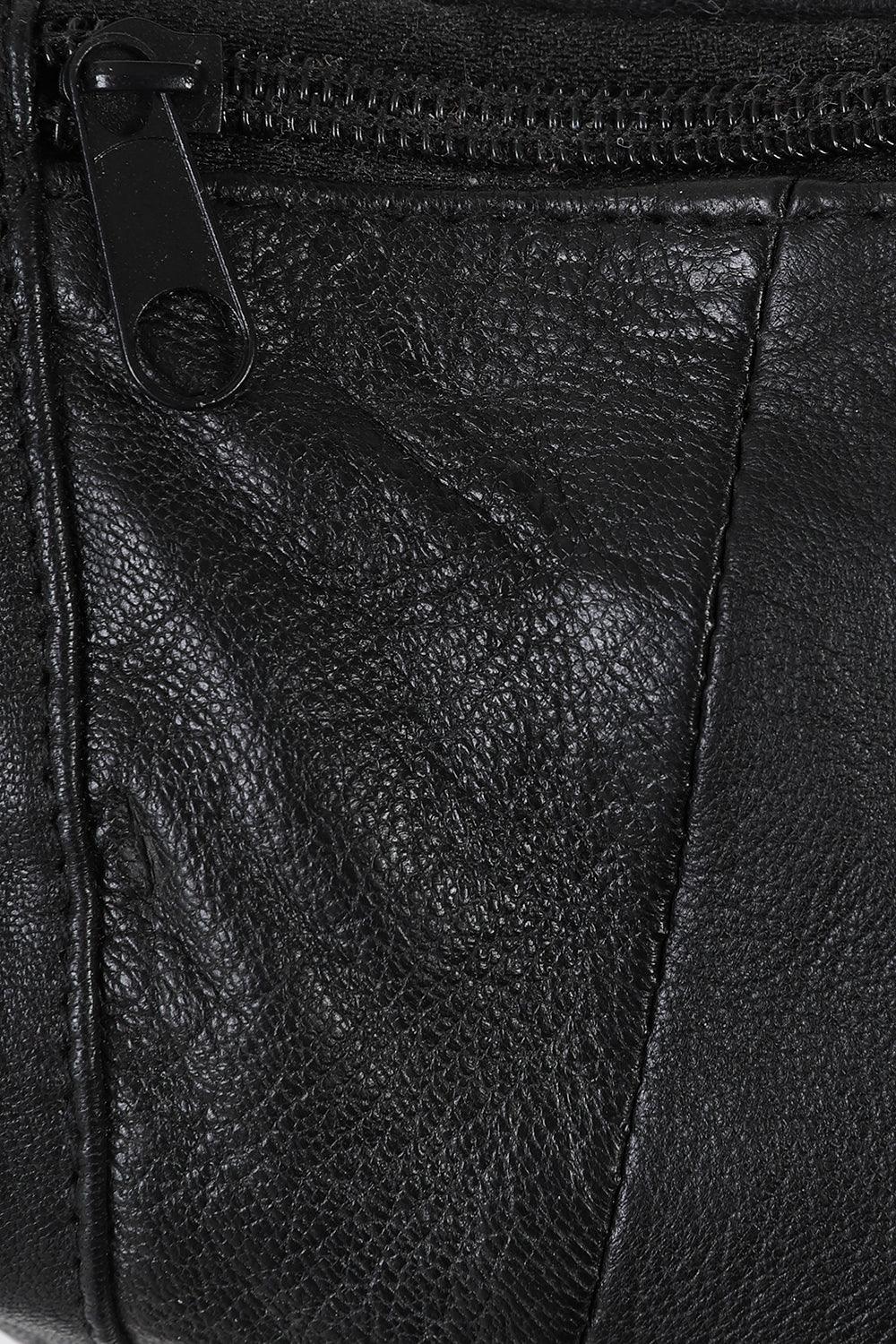 Genuine Nappa Leather Black Bum Bag - Unisex Fanny Pack