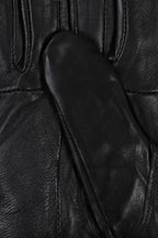 Women's Genuine Nappa Leather Gloves Black Fur Cuff Warm Lined