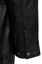 Men's Premium Lamb Nappa Leather Duffle Coat - Black with Hood