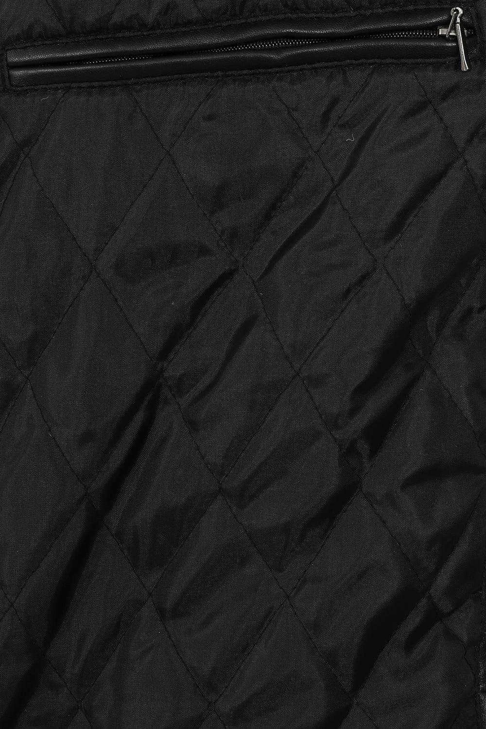 Men's Premium Lamb Nappa Leather Duffle Coat - Black with Hood