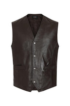 Men's Brown Lamb Nappa Leather Waistcoat TEDDY - Classic Vest