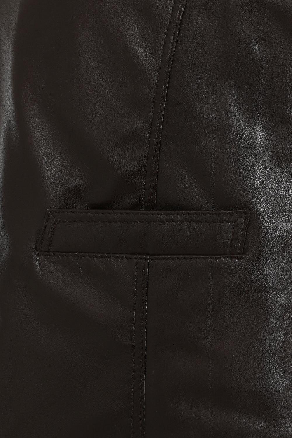 Men's Brown Lamb Nappa Leather Waistcoat TEDDY - Classic Vest