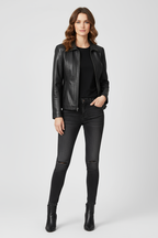 DEBBIE Classic Black Nappa Leather Jacket Women - YKK Zip