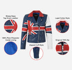 UNION JACKET Ladies Union Flag Leather Jacket Blue