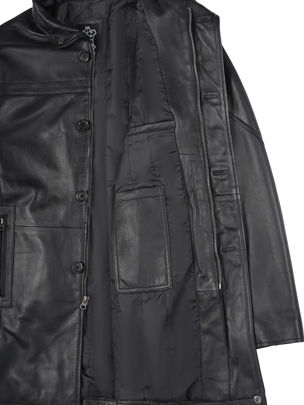 Bristol Men's Black Leather Car Coat