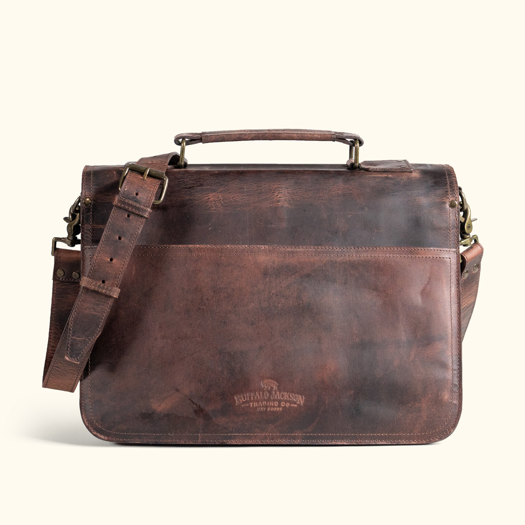 Roosevelt Leather Briefcase | Dark Oak