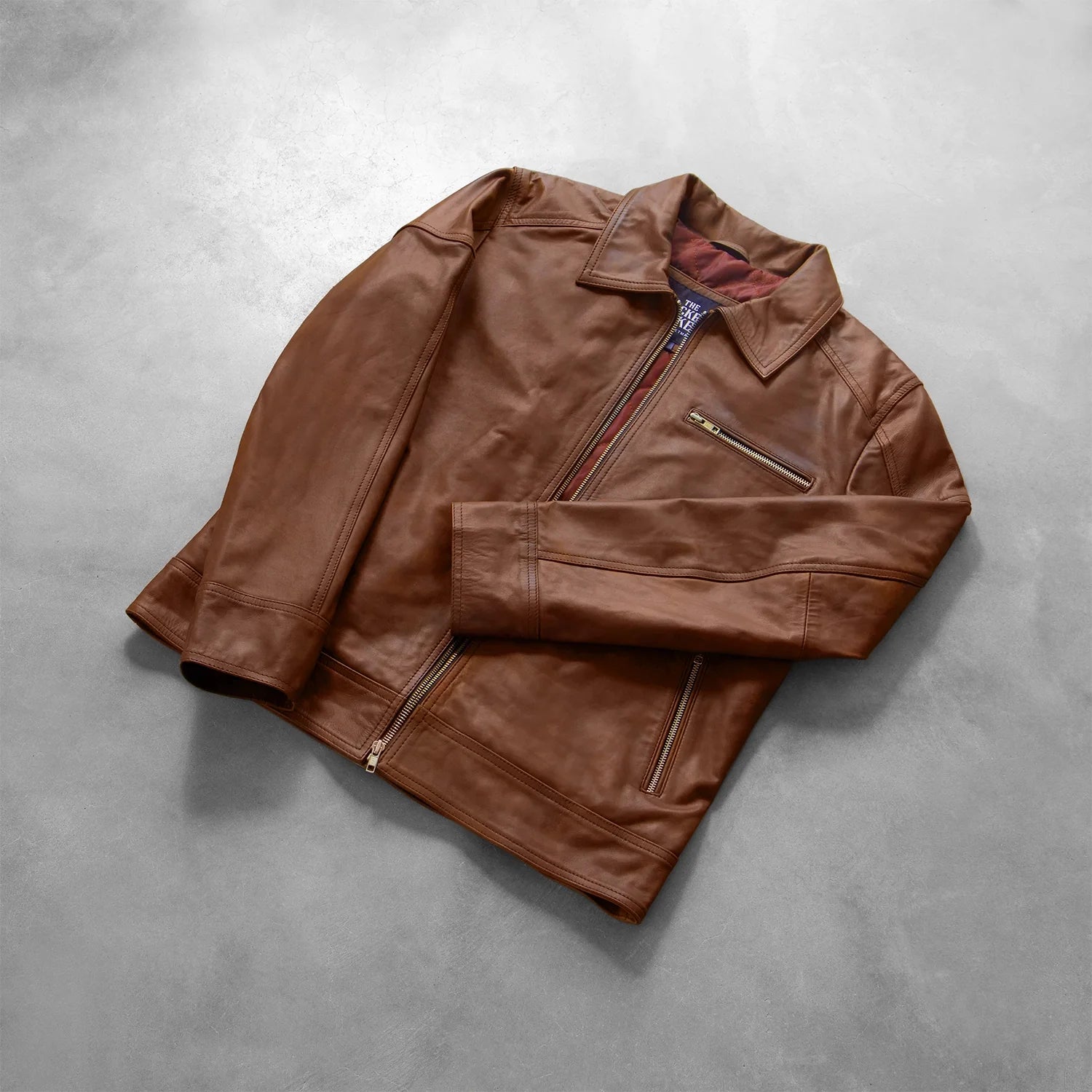 [FS] Lavendard Brown Leather Biker Jacket