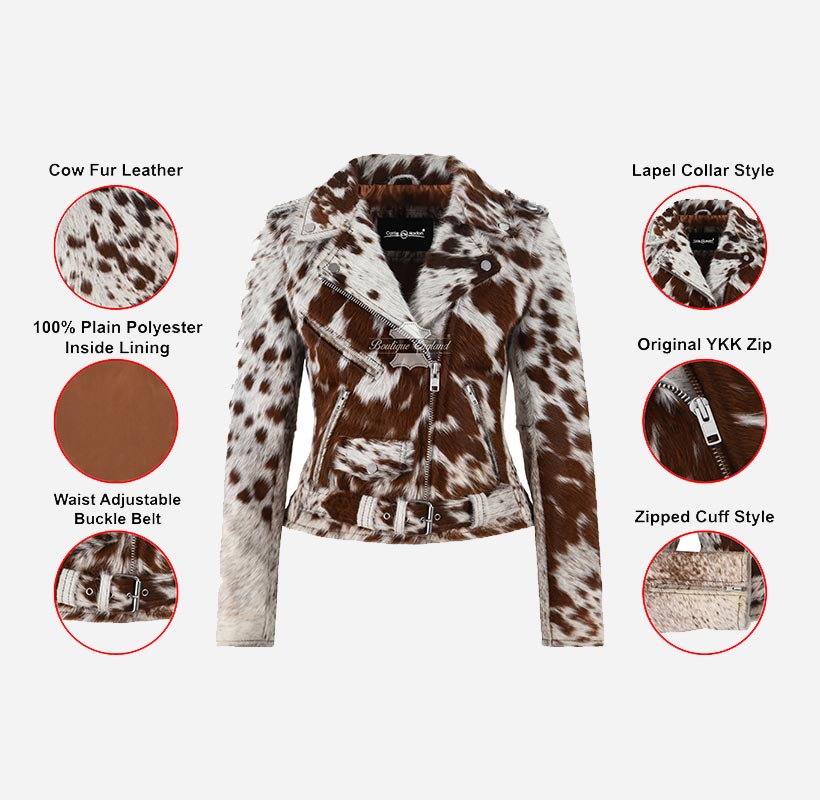 KOXXI Women's Cowhide Leather Fur Jacket