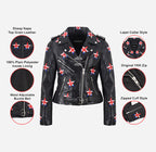 UNION STAR Women's Biker Leather Jacket with Stars