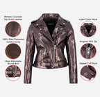 STARLIGHT Women’s Shiny Copper Leather Star Jacket