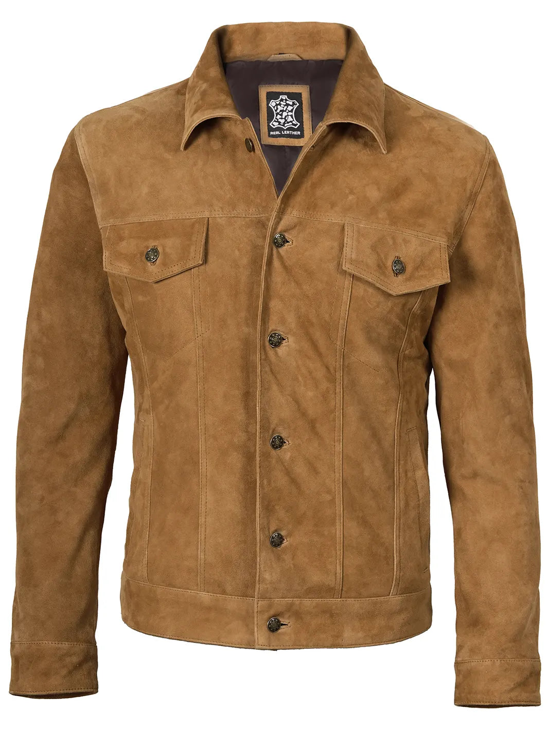 Logan Light Brown Suede Trucker Jacket