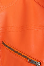 Women's Orange Leather Biker Jacket with Plenty of Style and Nicely Fitted - 'CHLOE'