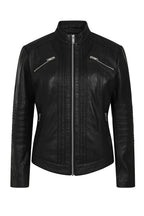 ALMA Black Lamb Nappa Leather Biker Jacket - Stand Up Collar