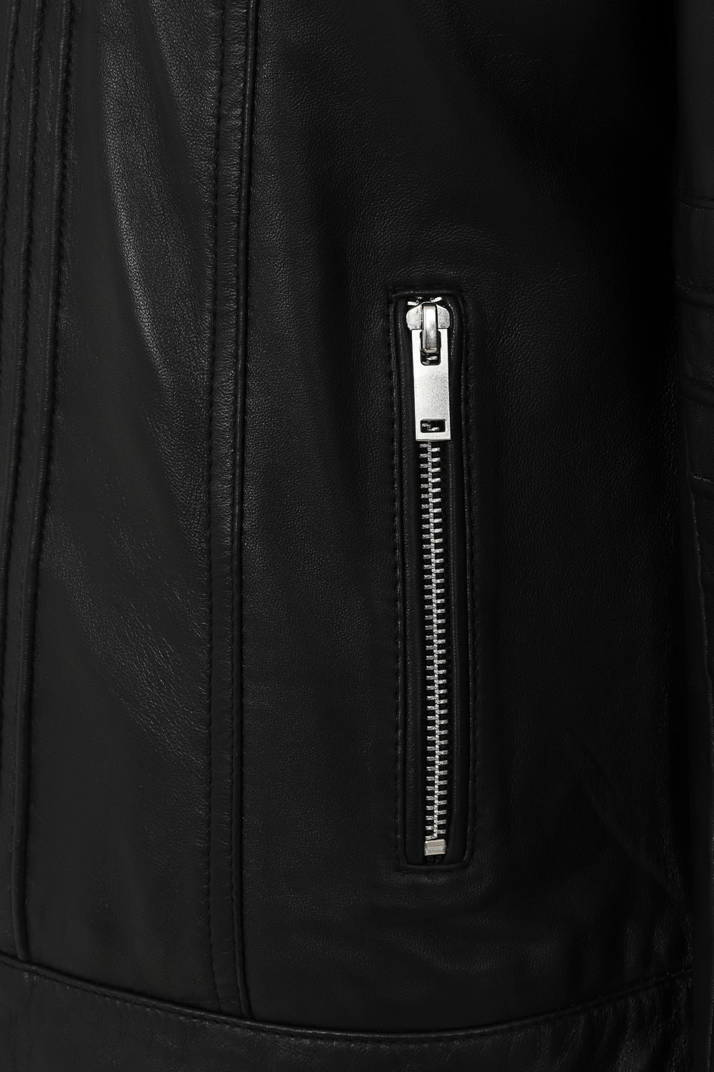 ALMA Black Lamb Nappa Leather Biker Jacket - Stand Up Collar