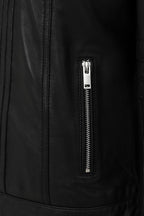 ALMA Black Lamb Nappa Leather Biker Jacket - Stand Up Collar