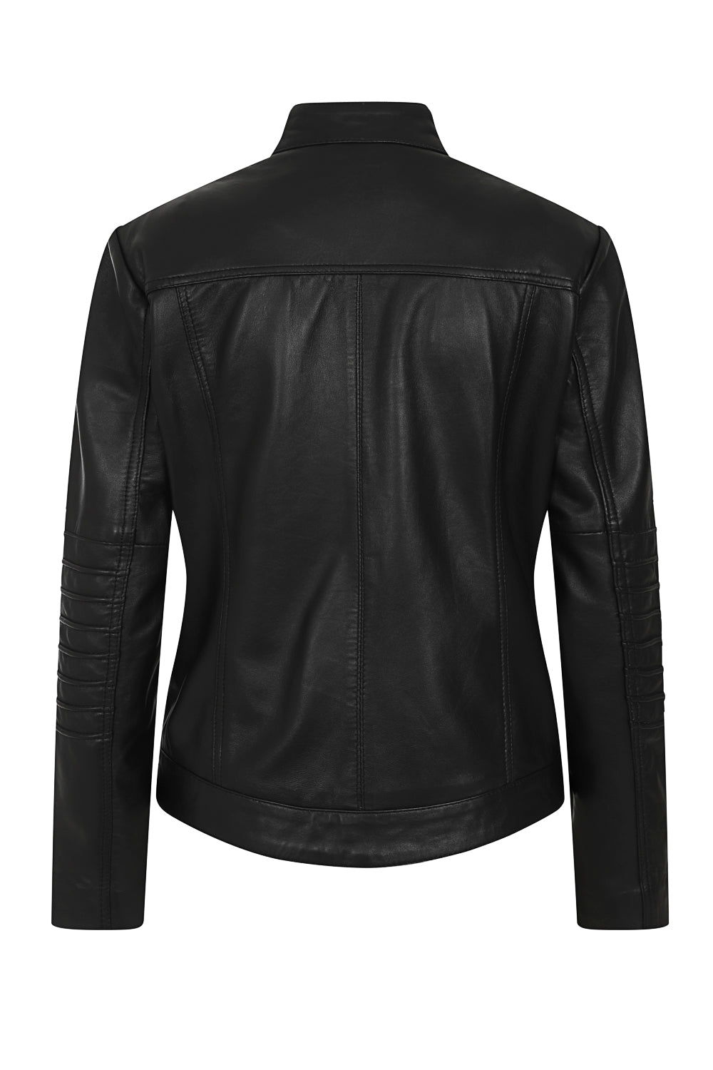 ALMA Black Lamb Nappa Leather Biker Jacket - Stand Up Collar