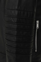 ALMA Black Lamb Nappa Leather Biker Jacket - Stand Up Collar