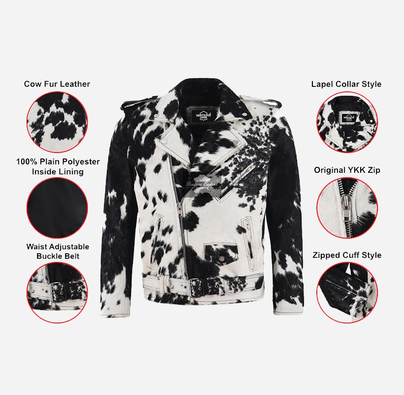QUAZA Men's Cowhide Leather Fur Jacket