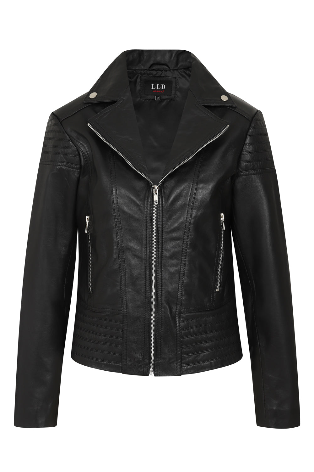 SUZY Women's Genuine Nappa Leather Biker Jacket - Black