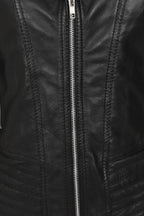 SUZY Women's Genuine Nappa Leather Biker Jacket - Black