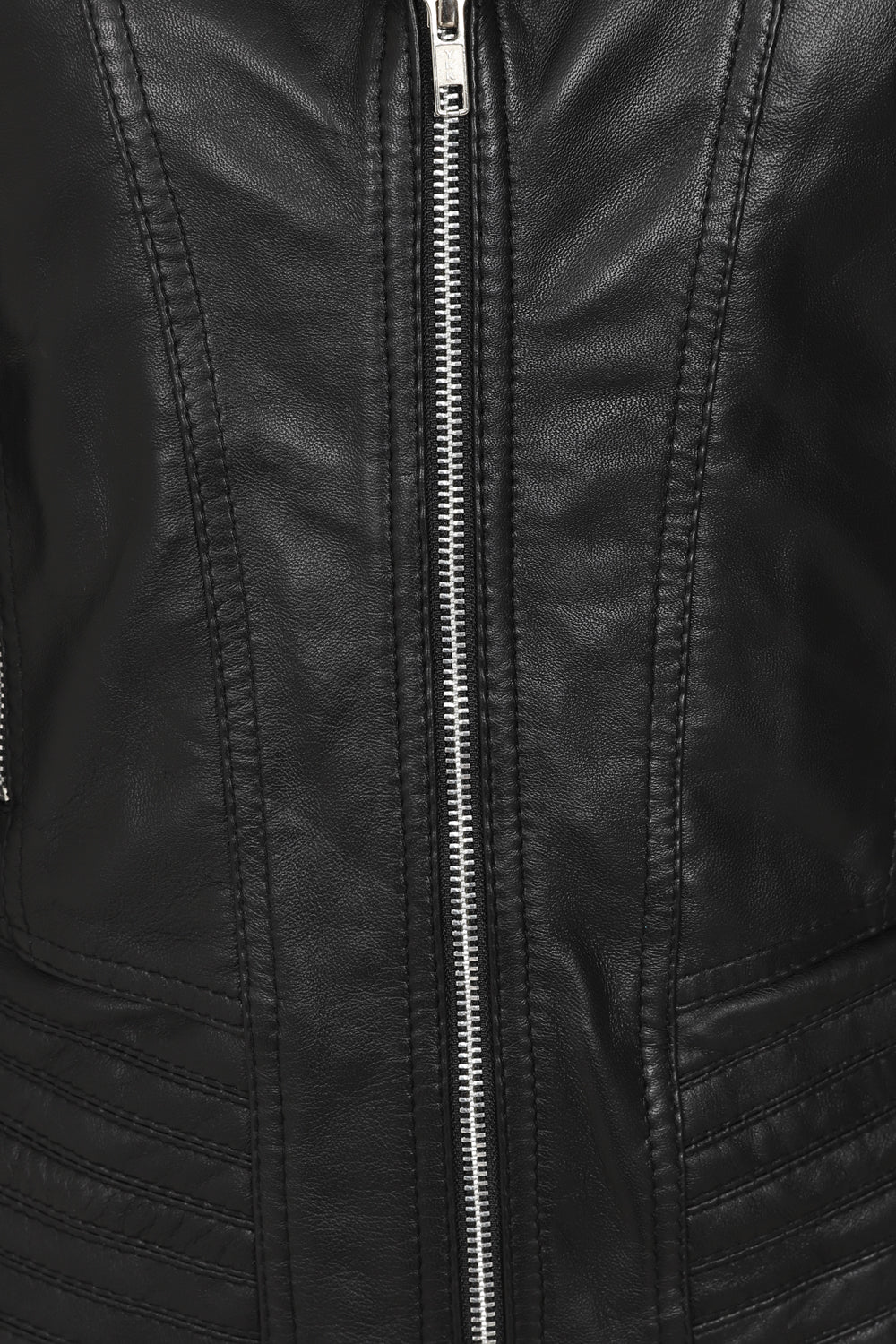 SUZY Women's Genuine Nappa Leather Biker Jacket - Black